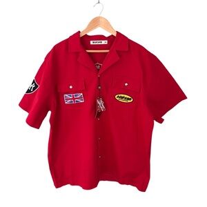 Watson London Polo Club Graphic Work Shirt Red NWT Size S
